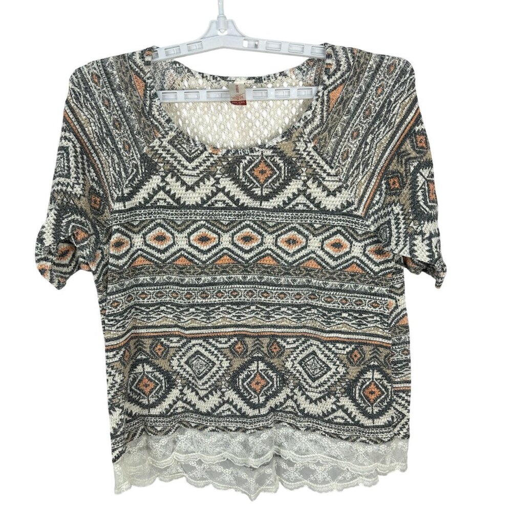 No Boundaries Womens Size XXL Tribal Print Top Cotton/Polyester Blend